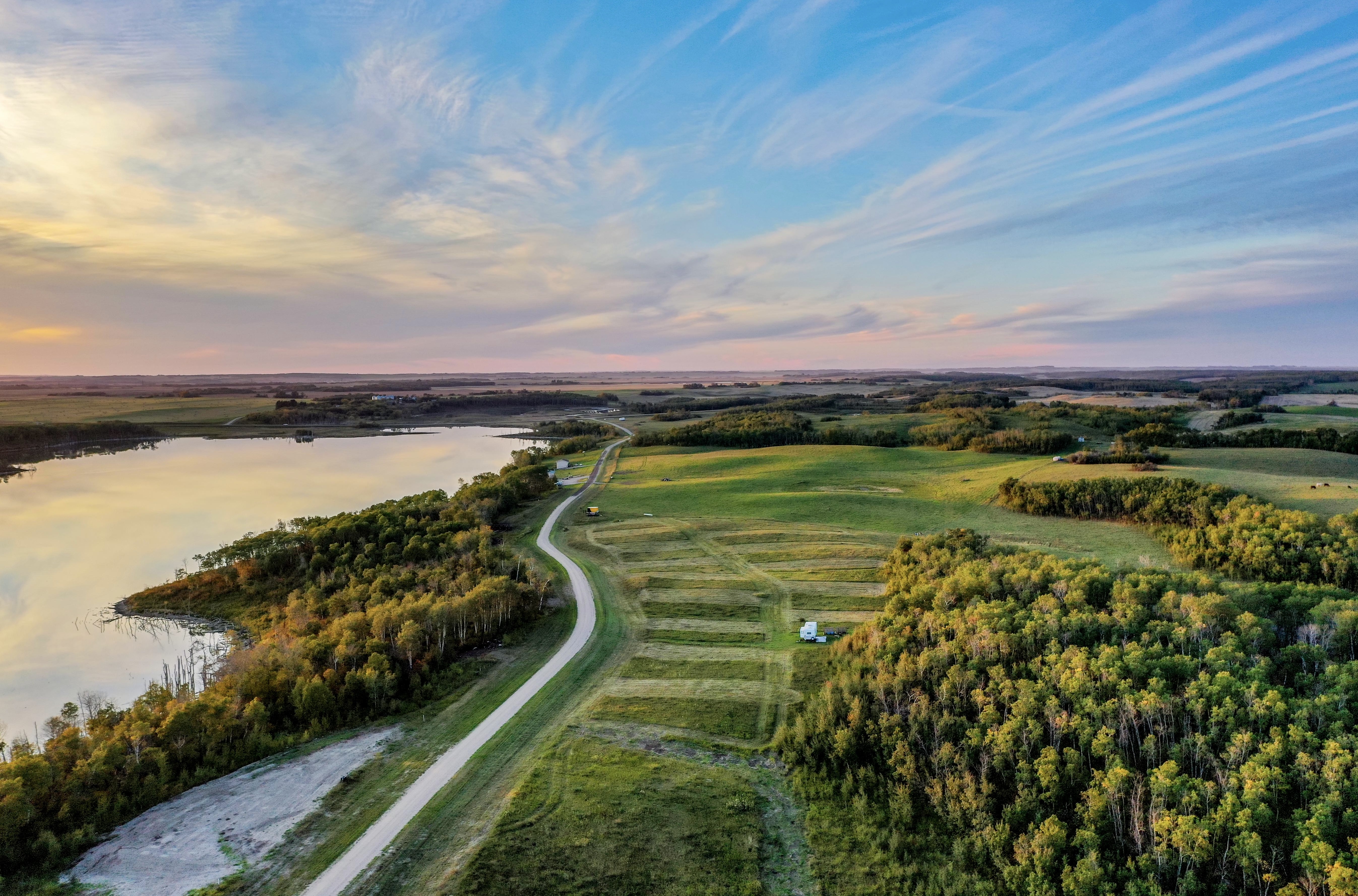 Shannon Lake Saskatchewan drone view near Wakaw Lake
