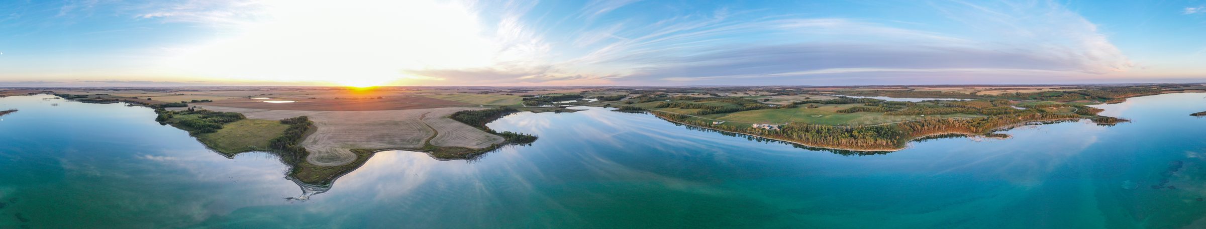 Panoramic view of Shannon Lake at sunset