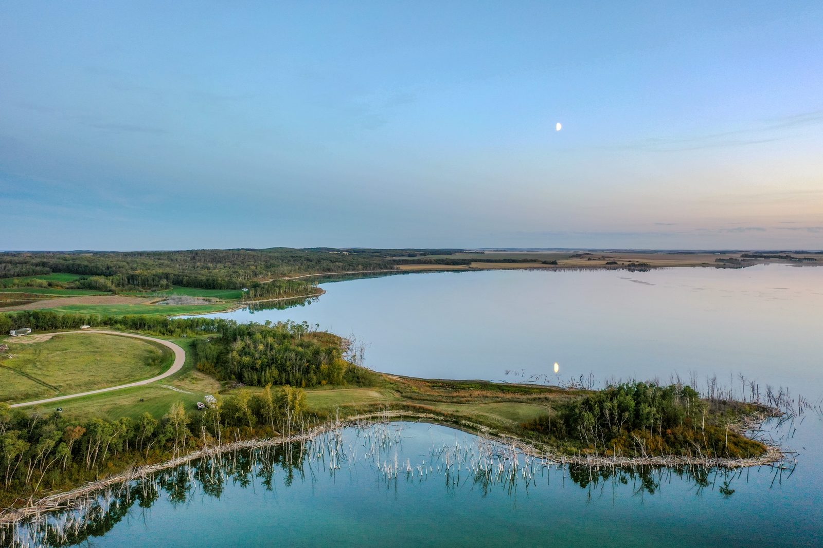 The point at the south end of the Shannon Lake peninsula at dusk